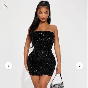 Elegant Black Sequin Mini Dress
